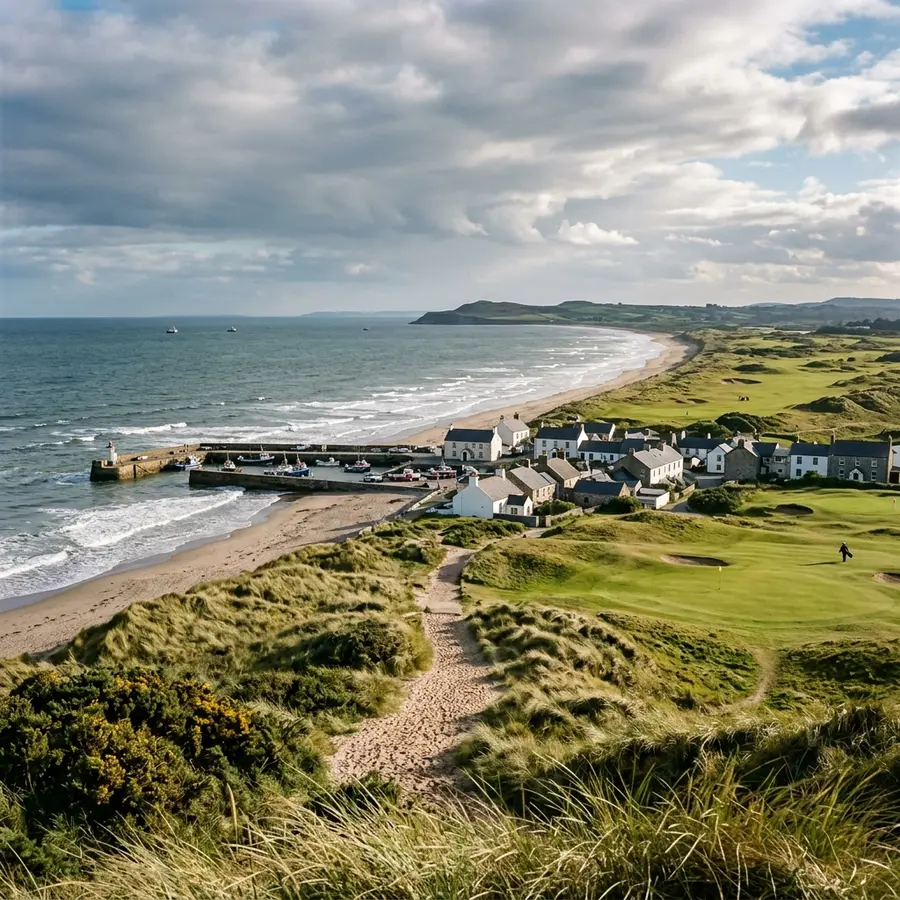 Links golf course, dunes and beach at Baltray