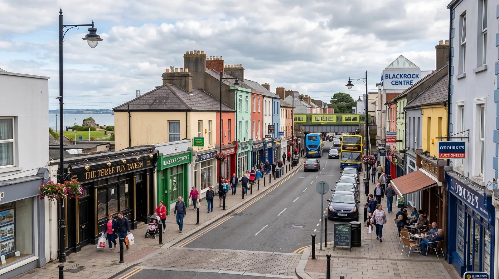 Busy daytime street in Blackrock, Co. Louth