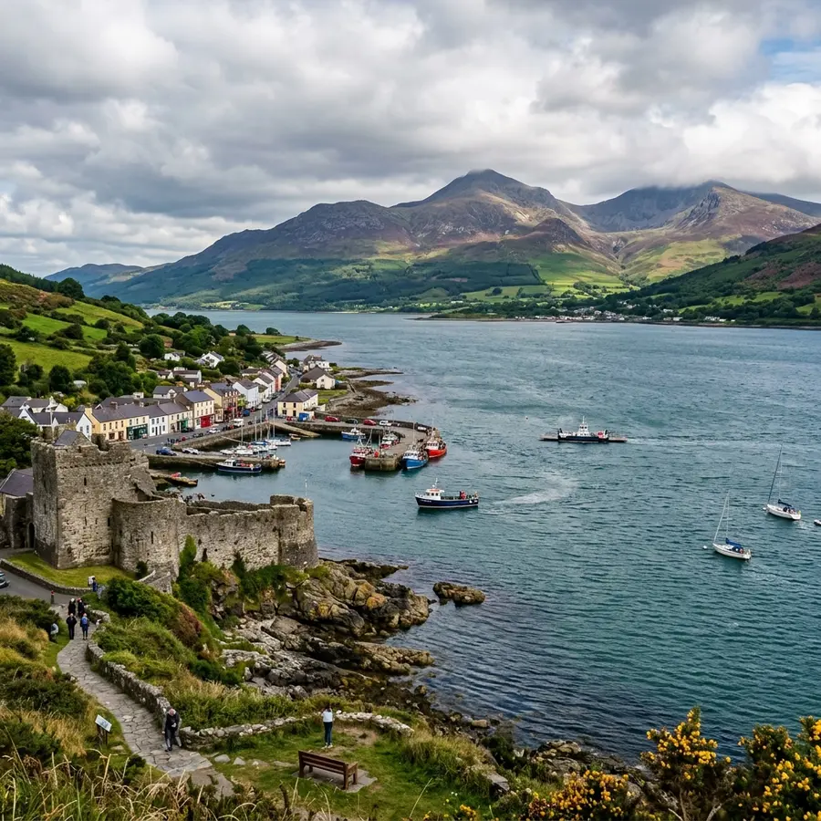 King John's Castle overlooking Carlingford Lough with the Cooley Mountains behind
