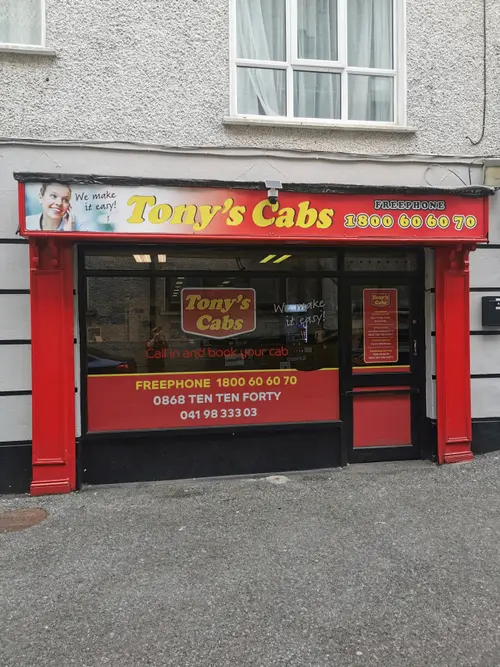 Tony's Cabs depot shopfront on Stockwell Lane, Drogheda