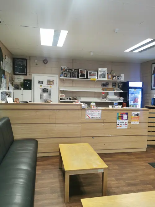 Inside the Tony's Cabs depot waiting area
