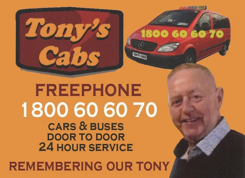 A tribute graphic remembering Tony, founder of Tony's Cabs
